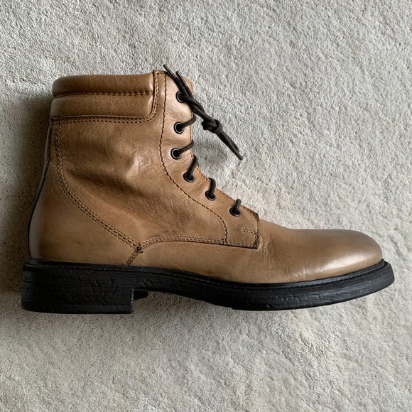 Italian Hand-Made BOEMOS ‘Timberland’ BURNISHED LEATHER Ankle BOOTS Sz 8.5-9 US - Picture 3 of 14